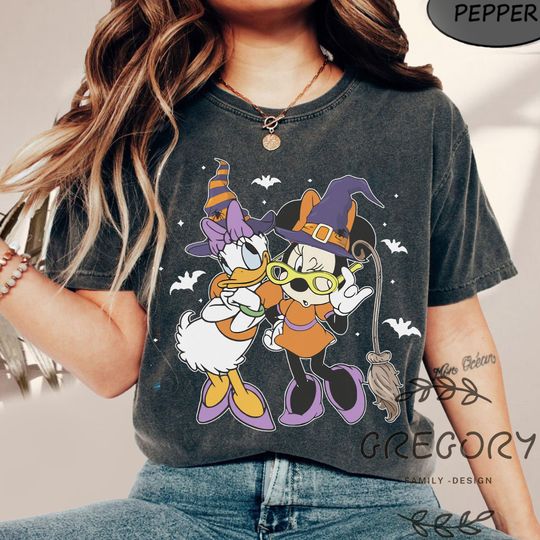 Disney Minnie and Daisy Witches Gotta Stick Together Halloween Comfort Colors Shirt, Mickey & Friends Disneyland Family Matching Shirt