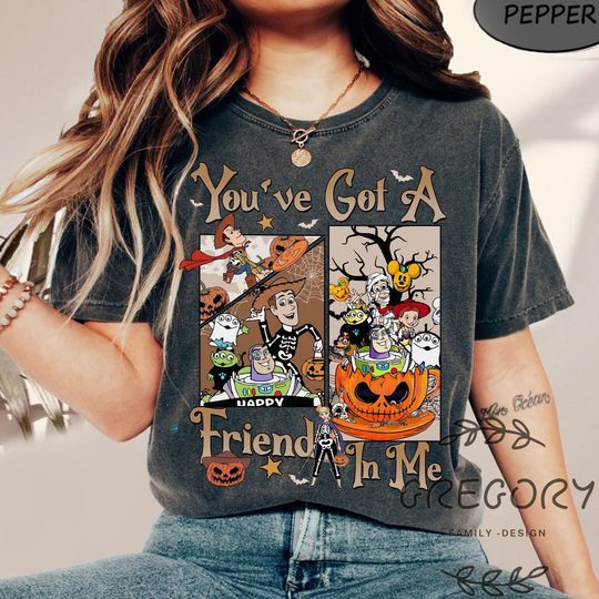 Discover Vintage Toy Story Halloween Comfort Colors Shirt, You've Got A Friend Shirt, Disney Trip 2024 Halloween Shirt, Woody Buzz Lightyear Tee