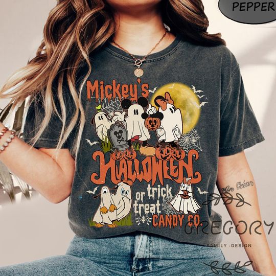 Discover Vintage Mickey and Friends Ghost Halloween Comfort Colors Shirt, Mickey Not So Scary Halloween Party Shirt, Magical Castle Shirt,