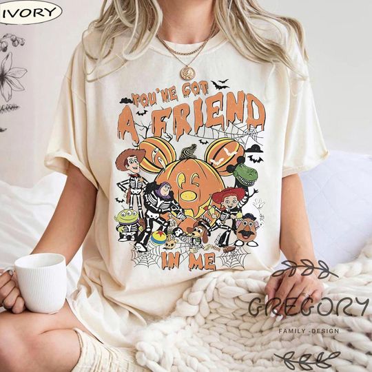 Discover Disney Toy Story Halloween Pumpkin Comfort Colors Shirt,Toy Story Skeleton You've Got A Friend In Me Shirt, Halloween Toy Story Land Tee