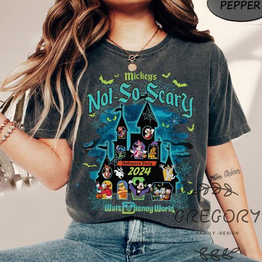 Discover Mickey's Not So Scary Halloween Party 2024 Comfort Colors Shirt, Magic Kingdom Disney Castle Halloween Shirt, WDW Family Matching Tee