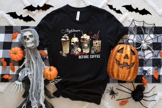 Discover Funny Halloween Shirt, Halloween Coffee Fall Shirt, Fall T-Shirt for Women Shirt