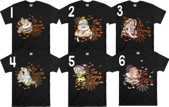 Discover Snow White & Seven Dwarfs Characters Mummy Halloween Family Matching Shirt