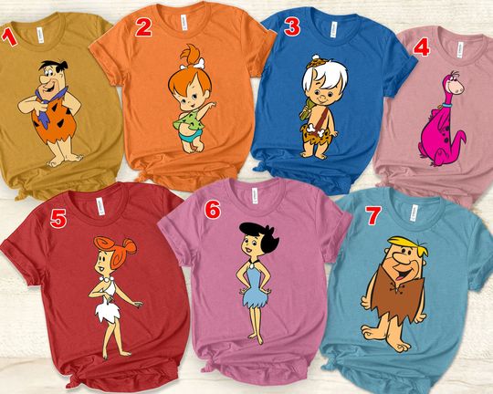 Retro Disney The Flintstones Character Unisex T-shirt, Rubble Pebbles Bamm-Bamm Shirt