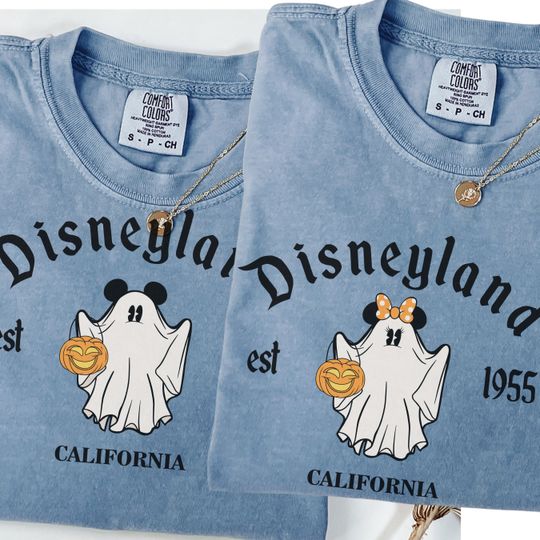 Discover Comfort Color Retro Disneyland Est 1955 California Halloween Shirt Mickey Ghost Shirt