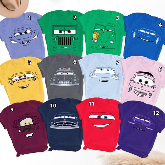Discover Cars Face Costume Halloween Matching Shirt, Cars Characters Theme Shirt