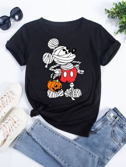Discover Disney mickey Mouse Mummy pumpkin trick or treat Best gift Tshirt