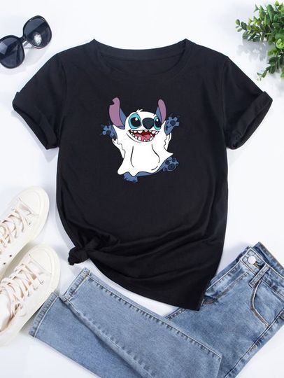 Discover Disney stitch ghost Halloween trick or treat fuuny cute Best gift Tshirt