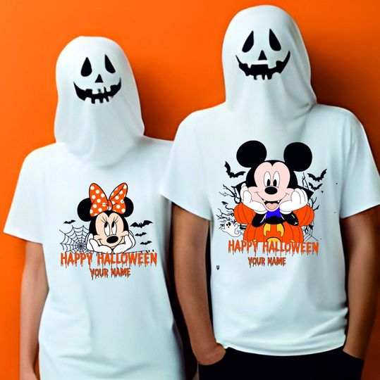 Discover Personalised Mickey & Minnie Halloween Shirt, Disneyland Halloween Shirt