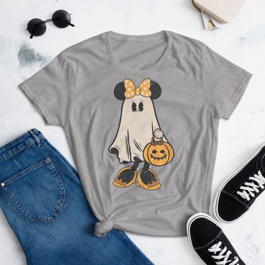 Discover Ghost Minnie Women's short sleeve cotton t-shirt Halloween Disney