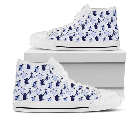 Discover Penguin Shoes, Penguin High Top Sneaker, Animal Fan Converse style hightop, custom shoe, mom dad child shoe