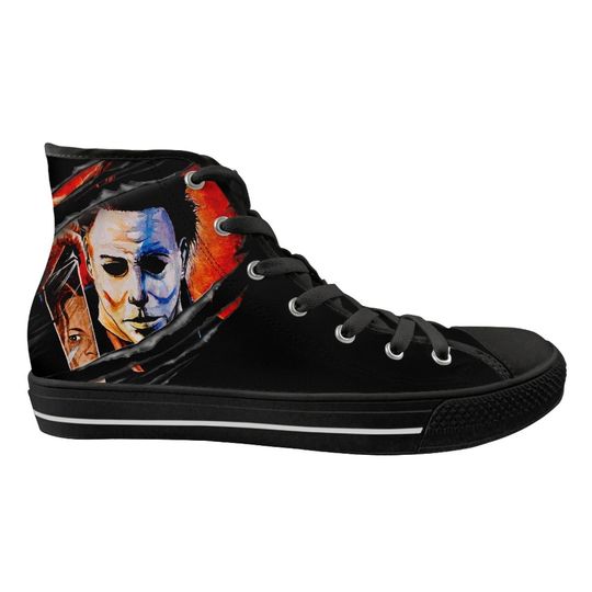 Michael Myers High Top Sneakers Horror Shoes Halloween Movie Sneakers Creepy Shoes Horror Fans Gift Michael Myers Fan Halloween Movie Fan