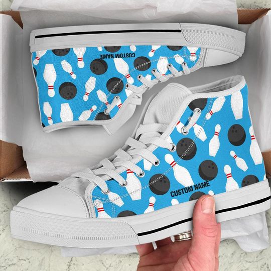Bowling Custom Name High Top Sneakers / Bowling Custom Print Trainers Shoes / Bowling High Top Shoes / Bowling Gift