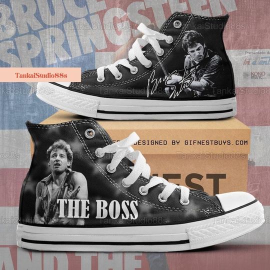 Discover Bruce Springsteen Shoes, Bruce Springsteen 2024 Tour Sneakers, The Boss Girl Shoes, Springsteen Rock Tour Gift, Tour 2024 Merch