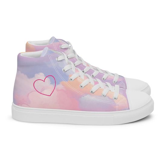 Women's * Heart * Pastel Rainbow Cloud Sneakers * High Top Canvas Hi-Top Sneakers * Pop Star Concert Tour Outfit Ideas * Love Poet Era