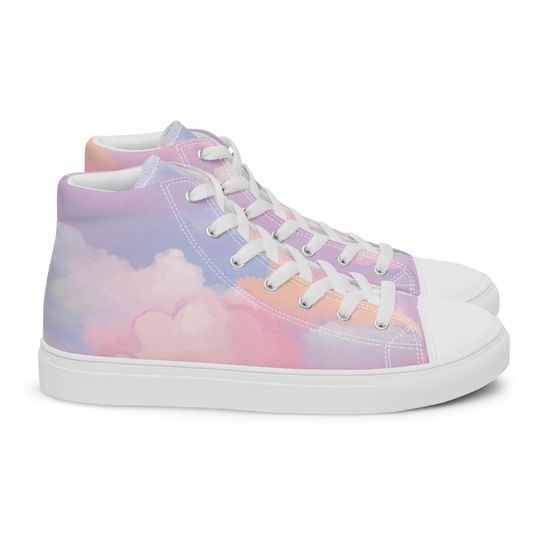 Women's Sneakers * Pastel Rainbow Cloud Print * Canvas High Top Sneakers * Pop Star Concert Tour Outfit Ideas * Love Poet Era