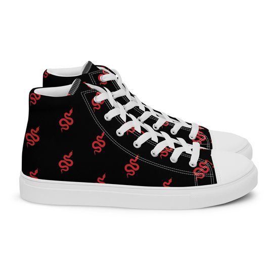 Discover Women's Snake Print * Red and Black * Canvas High Top Sneakers *  Pop Star Concert Tour Outfit Ideas * taylor version Gift