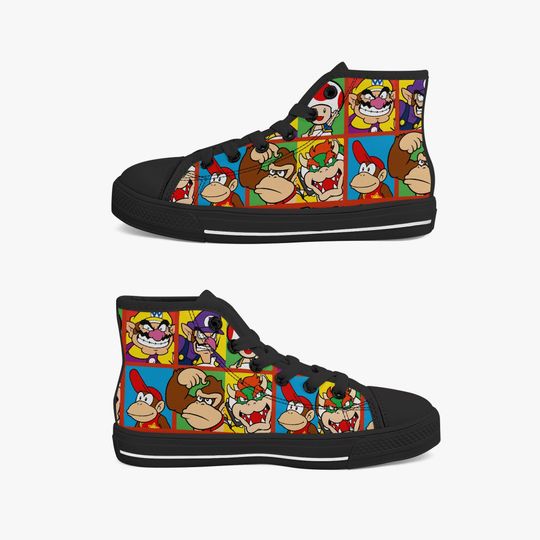 Mario Hightops, Gift For Super, mario sneakers, mario Shoes,  maria Gift, albums