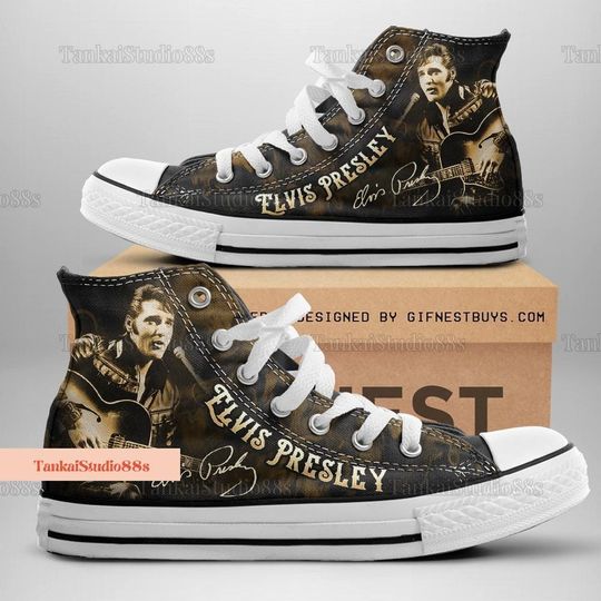 Elvis Presley Shoes, Elvis Presley Girls Shoes, Elvis High Top Shoes, King Of Rock N Roll Women Shoes, Elvis Presley Merch