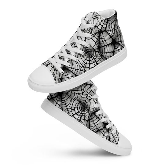 Mens Web Design high top canvas shoes