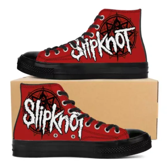 Discover Band Music Inspired Red Black Shoes High Top Canvas Shoes Unisex Custom Sneakers