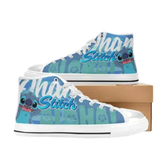 Discover Stitch Custom Sneakers Men's High Top Canvas Athletic Shoes
