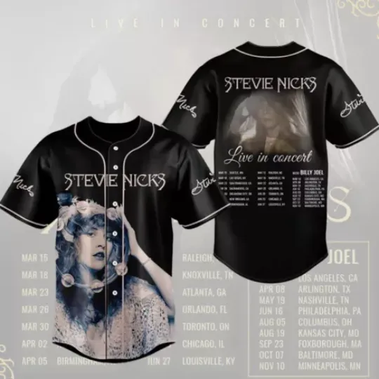 Stevie Nicks With Billy Joel Live In Concert Tour 2024 Baseball Jersey Shirts