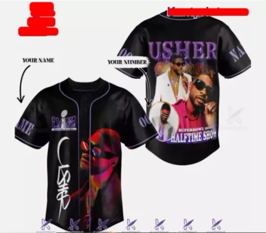Usher Tour 2024 Halftime Show Baseball Jersey