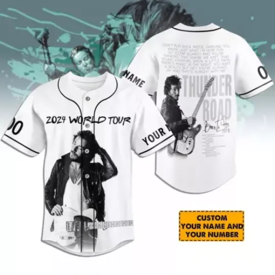 Custom Bruce Springsteen And Street Band World Tour 2024 Baseball Jersey Shirt