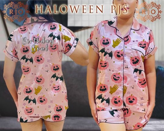 Halloween Pumpkin Pajamas Set, Halloween Party Pajamas, Custom Midnight Pajamas Pants, Set Of Pajamas, Gothic Pajamas Set, Halloween Gifts