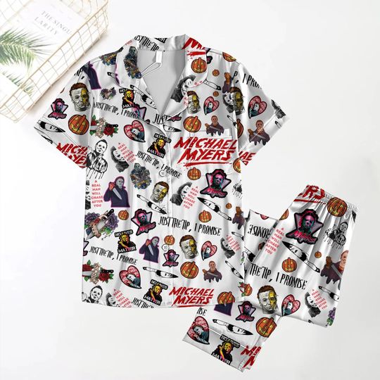 Michael Myers Pajamas, Halloween Movie Pajamas Set, Michael Myers Holiday Pajamas, Horror Charaters Pajamas, Treat Or Trick Pajamas