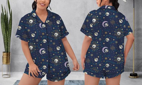 Discover Jack Skellington Halloween Pajamas Short Set, Jack Skellington Pajamas Set, Pajamas Set, Pajamas Pants, Women Pajamas, Sleepwear Pyjamas