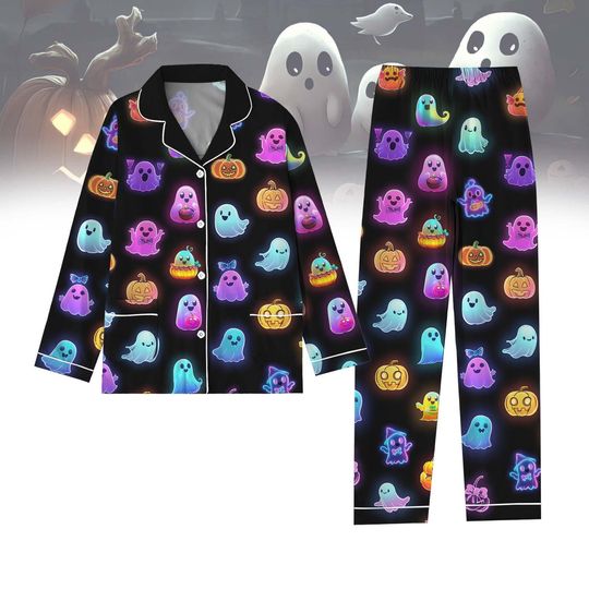 Discover Halloween Pajamas, Halloween Women Pajamas, Cute Ghost Pajamas, Pumpkin Holiday Pajamas, Funny Ghost Pajamas Set, Trick Or Treat