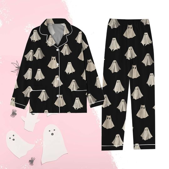 Discover Halloween Pajamas, Boo Ghost Pajamas Set, Spooky Ghost Women Pajamas, Cute Ghost Holiday Pajamas, Fall Pajamas, Spooky Season Gift