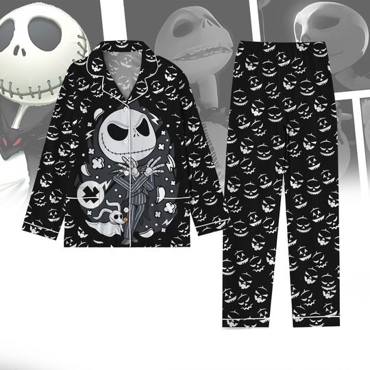 Discover Halloween Pajamas, Jack Skellington Pajamas, Nightmare Before Christmas Pjs For Women , Horror Movie Shirt, Halloween Gift