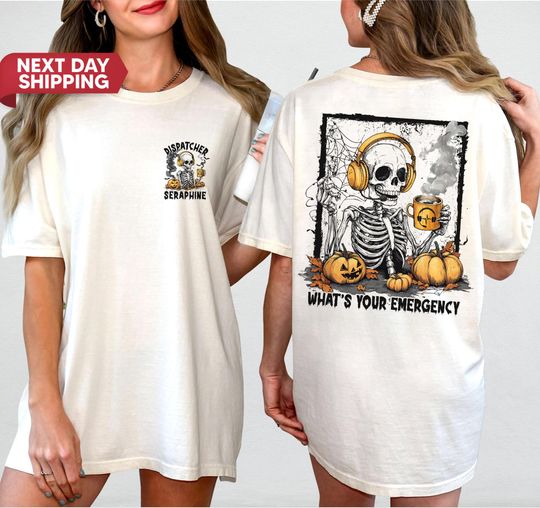 Discover 911 Dispatcher Halloween Shirt, Dispatcher Skeleton T-shirt, Skeleton Shirt