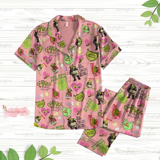 Shrek Face Pajamas Set, Funny Shrek Shirt, Shrek and Fiona Pajamas, Funny Shrek Pajamas Pants, Sassy Shrek Women Pajama, Midnight Shirt