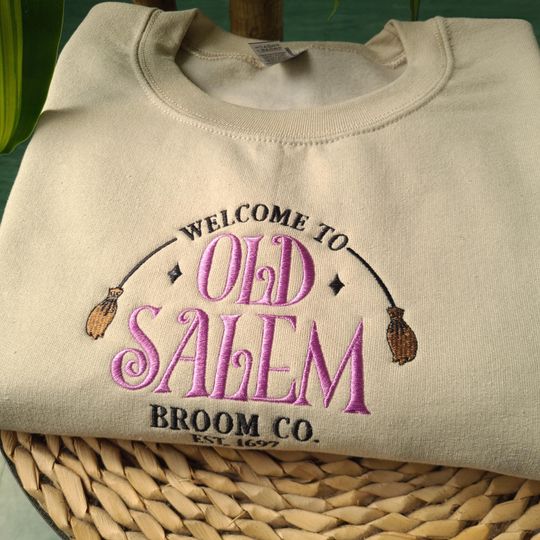 Halloween Salem Embroidered Sweatshirt, Halloween Shirt, Witch Halloween Jumper, Salem 1697 Sweatshirt, Gift for Halloween,Vintage Crewneck