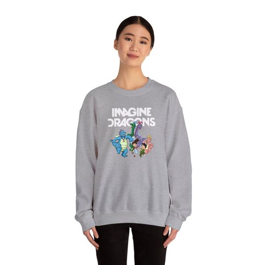 Discover Dragon Tales Imagine Dragons Funny Sweatshirt, 90s Cartoon Parody Shirt,Imagine Dragons Shirt,Rock Band Shirt,Funny Meme Crewneck Sweatshirt