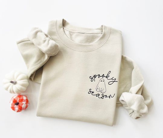 Discover Halloween Embroidered Sweatshirt, Halloween Sweatshirt, Embroidered Halloween Sweatshirt, Ghost Sweatshirt, Womens Halloween Crewneck