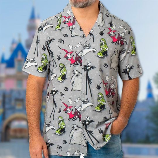 Discover Nightmare Before Christmas Hawaiian Shirt, Jack Skellington & Sally Hawaii Shirt