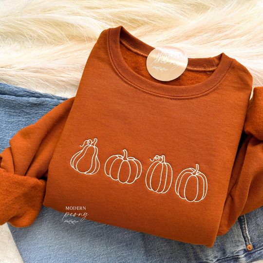 Discover Fall Sweatshirt Embroidered, Pumpkin Patch Pumpkin Crewneck Sweatshirt Pumpkin Shirt, Pumpkin Sweater, Autumn Shirt Thanksgiving Sweatshirt