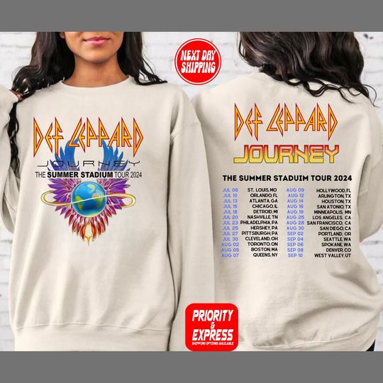 Def-Leppard And Journey Summer Stadium Tour 2024 Sweatshirt, Journey Tour Shirt , Def Leppard Sweater, Rock Music Fan Gift