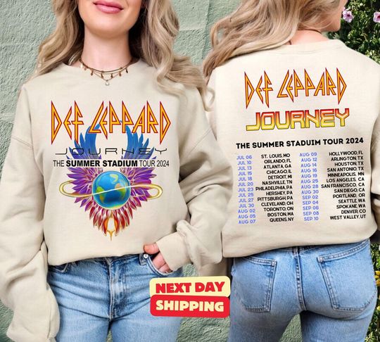 Def-Leppard And Journey Summer Stadium Tour 2024 Sweatshirt, Journey Tour Shirt , Def Leppard Sweater, Rock Music, Journey Fan Gift Merch