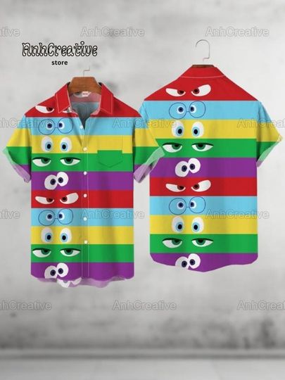 Inside Out Hawaiian Shirt, Joy Sadness Bing Bong Fear Anger Disgust Hawaii Shirt