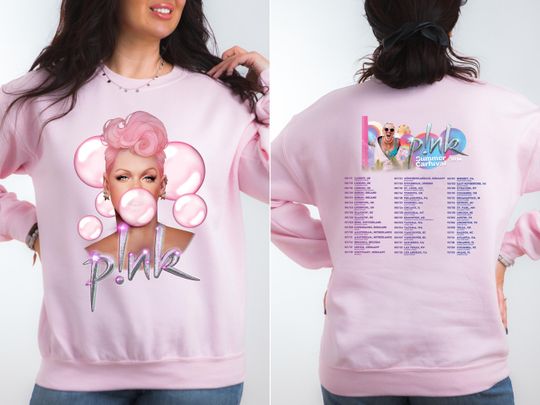 Discover Pink Summer Carnival Tour Dates Graphic Sweatshirt, Pink Summer Carnival 2024, Pink Music Festival Concert Sweatshirt, Trustfall Album Gift