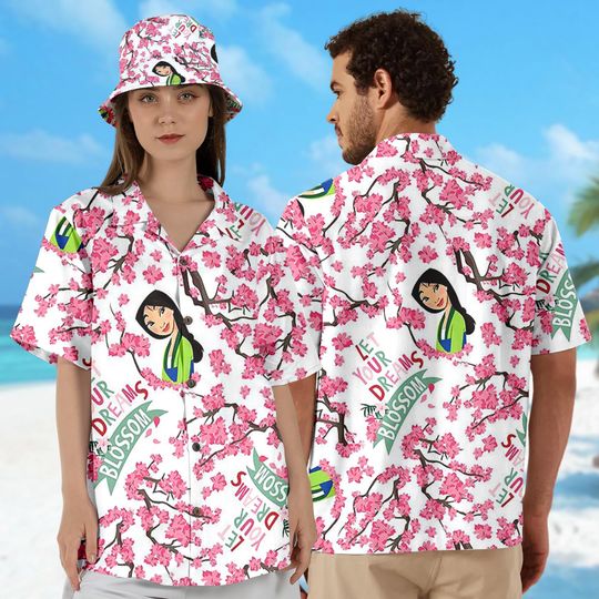 Discover Mulan Let Your Dreams Blossom Hawaii Shirt, Mulan Princess Button Up Shirt