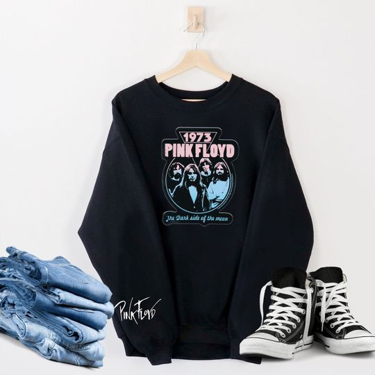 Retro Pink Floyd sleeve print sweatshirt, nostalgic classic rock band clothing, aesthetic concert tour gift