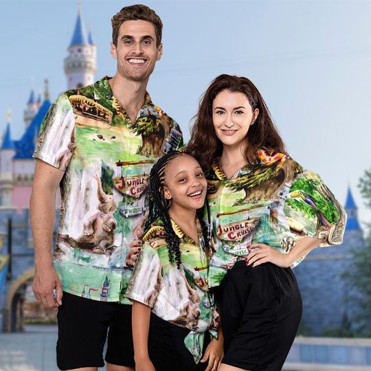 Jungle Cruise Button Up Unisex Shirt, Family Group Park Hawaii