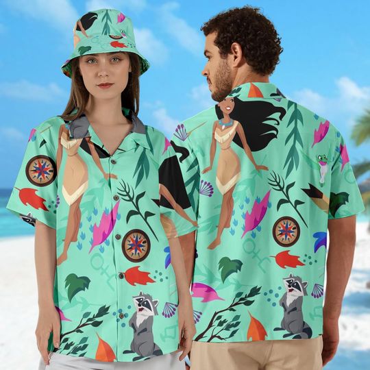 Pocahontas Hawaii Shirt, Pocahontas Princess Button Up Shirt, Movie Hawaiian Shirt Gift